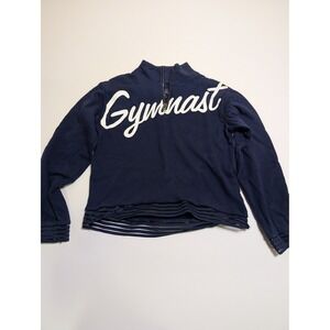 Justice Active Girls Navy Blue Gymnast Quarter Zip Sweatshirt Mesh Trim Size 8